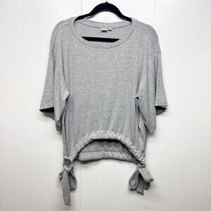 Gap Women's Gray Short Wide Sleeve Oversized Sweater Size Small Side Tie